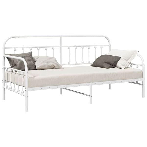 vidaXL Daybed Frame with Headboard White 35.4" x 74.8" Steel