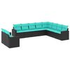vidaXL Garden Sofa Set Black and Blue PE rattan Large Modular