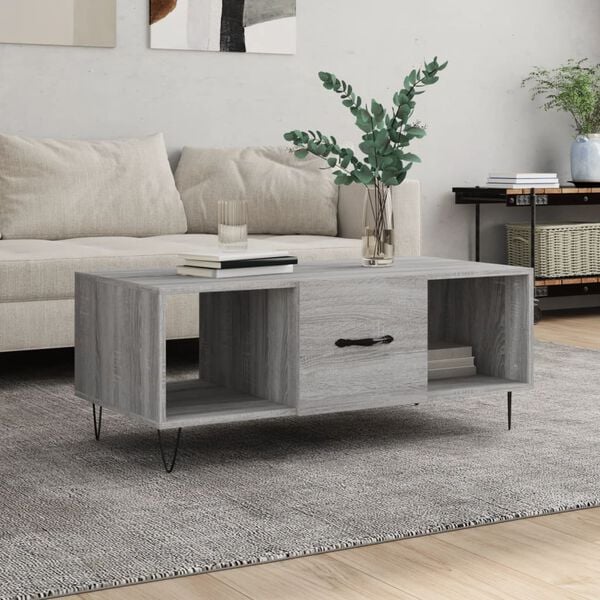 vidaXL Coffee Table Grey Sonoma Engineered wood, iron 40.2x19.7x15.7 in
