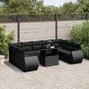 vidaXL Garden Sofa Set Black PE Rattan, Powder-Coated Steel, Toughened Glass