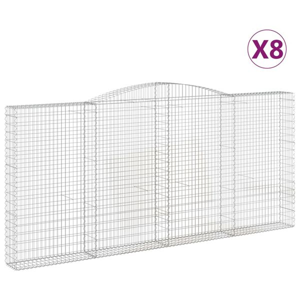 vidaXL Gabion Basket Set of 8 Silver Galvanized iron Large Durable
