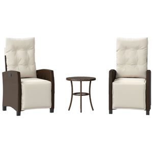 vidaXL Bistro Set Brown PE rattan, powder-coated steel, polyester Medium