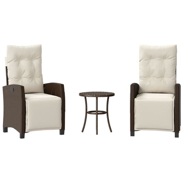 vidaXL Bistro Set Brown PE rattan, powder-coated steel, polyester Medium