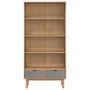 vidaXL Bookcase Brown and Gray Solid Pine Wood, Engineered Wood Medium