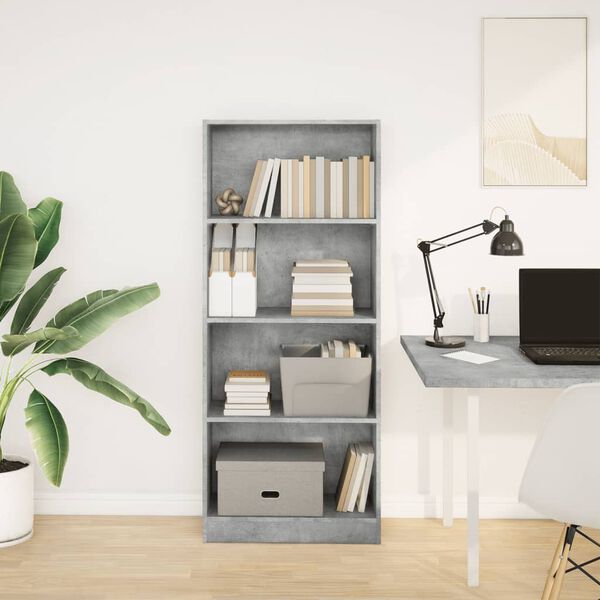 vidaXL Bookcase Concrete Grey Engineered Wood Tall Bookcase