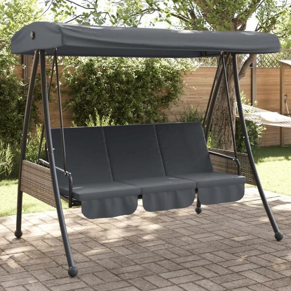 vidaXL Garden Swing Bench Dark grey Powder-coated steel Large