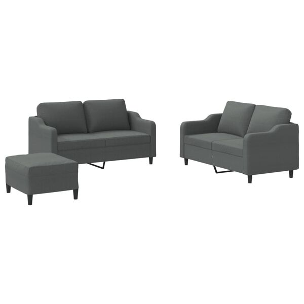 vidaXL Sofa Set Dark Gray Fabric (100% polyester), metal, textilene, plywood