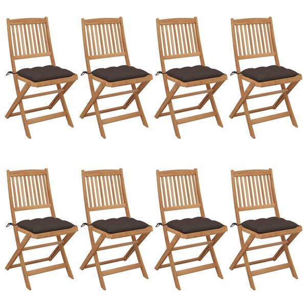 vidaXL Folding Patio Chairs 8 pcs with Cushions Solid Acacia Wood (2x313604+2x314885)