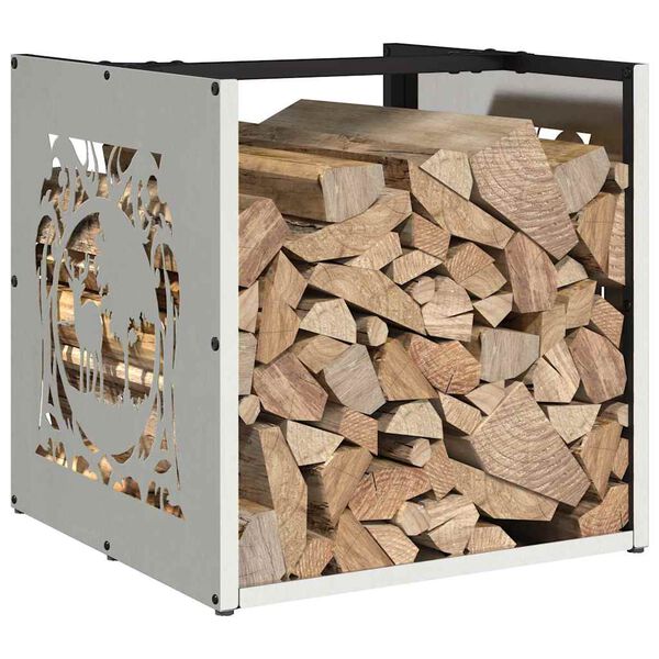 vidaXL Firewood Rack 15.7x15.7x15.7" Stainless Steel