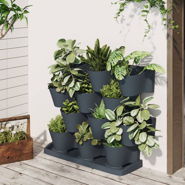 vidaXL Garden Plant Set Anthracite Polypropylene Large
