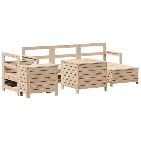 vidaXL Garden Sofa Set Natural Wood Solid pine wood (untreated)