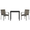 vidaXL Garden Dining Set with Cushion 3 pcs Grey Poly Rattan