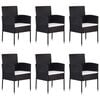 vidaXL Garden Dining Set Black PE rattan, steel, glass, polyester Large