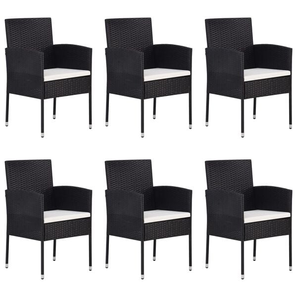 vidaXL Garden Dining Set Black PE rattan, steel, glass, polyester Large