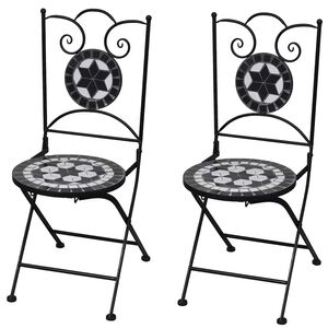 vidaXL Garden Chair Set of 2 Black and White