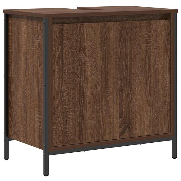 vidaXL Bathroom Basin Cabinet Brown Oak Engineered wood, steel Medium