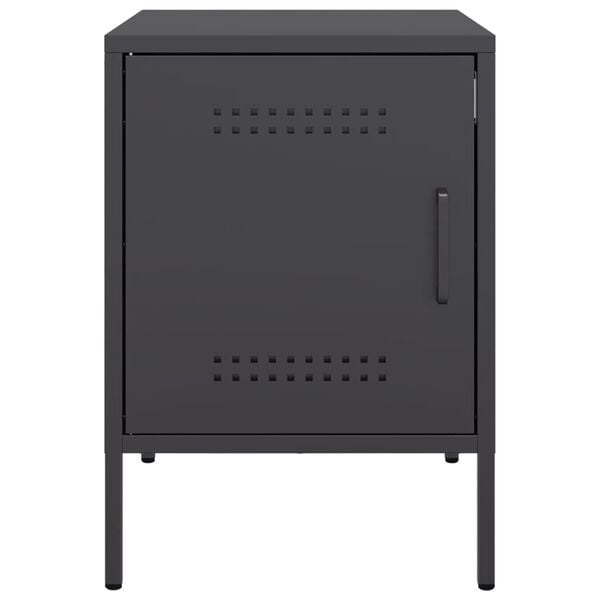 vidaXL Bedside Cabinet Set of 2 Black Steel Medium Adjustable Feet