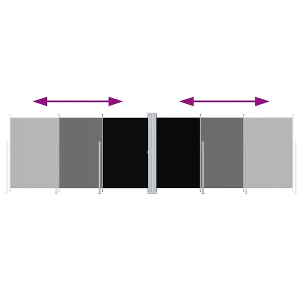 vidaXL Side Awning Black 100% polyester with PU coating Extra Long