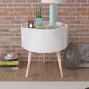 vidaXL Side Table White MDF, Pinewood 15.6 in Diameter Detachable