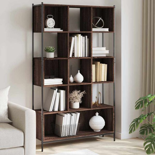 vidaXL Bookcase Brown oak Engineered wood Medium-Large Bookcase