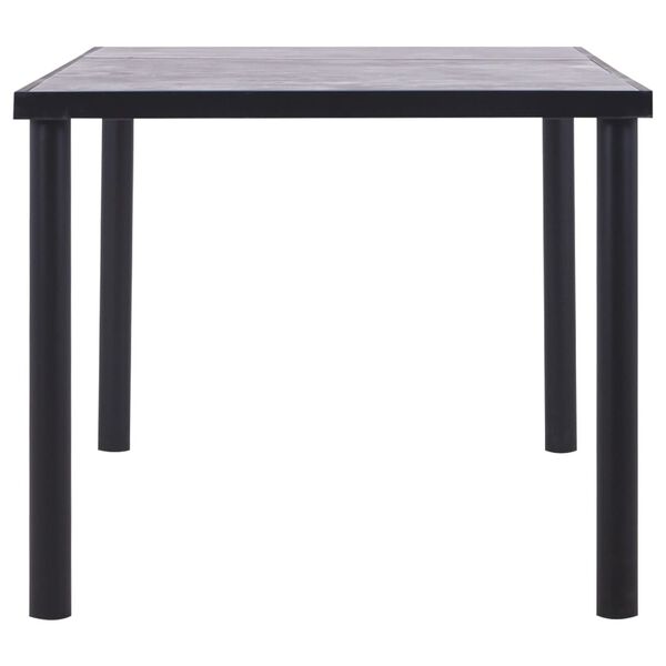 vidaXL Dining Table Black and Concrete Grey MDF, Powder-Coated Metal