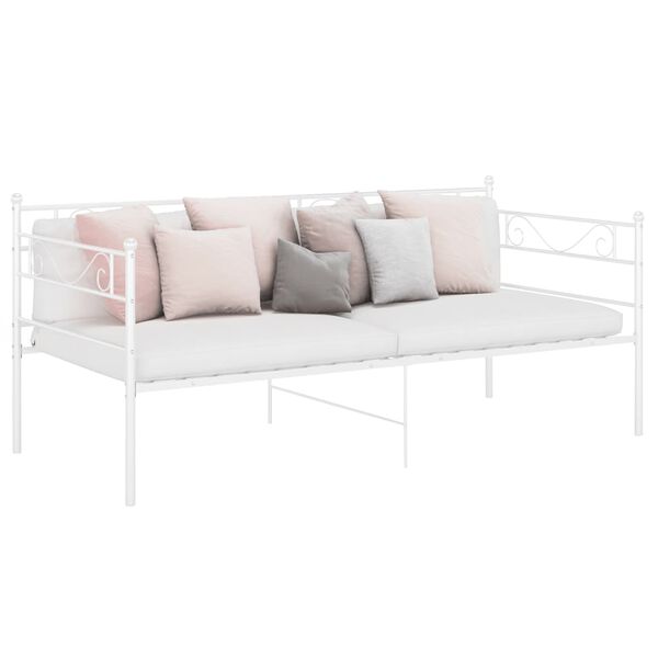 vidaXL Sofa Bed Frame White Powder-coated metal Single