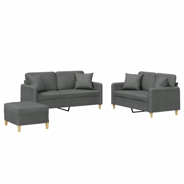 vidaXL Sofa Set Dark Gray Fabric (100% polyester), metal, textilene, plywood