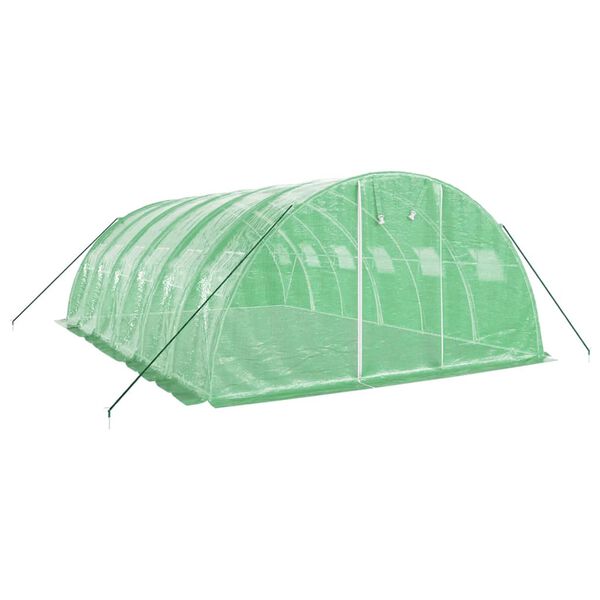vidaXL Greenhouse Green Polyethylene, Galvanised steel Large Rollable