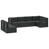 vidaXL 7 Piece Patio Lounge Set with Cushions Black Poly Rattan
