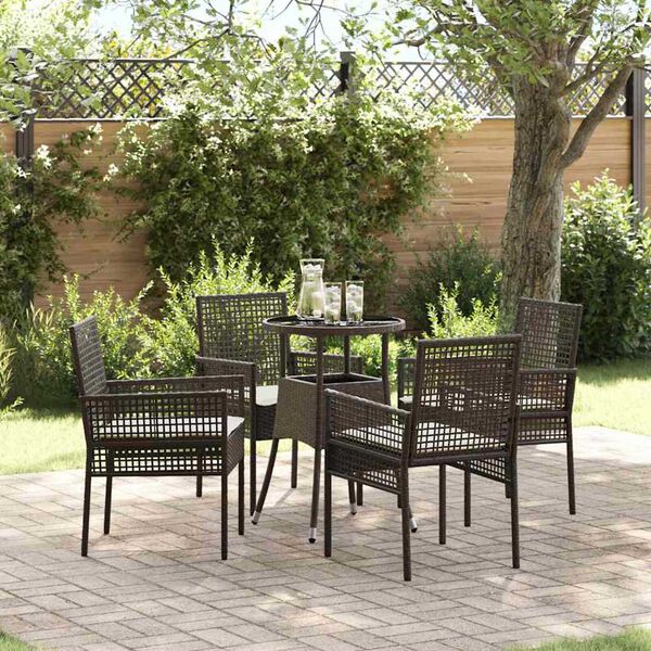 vidaXL Garden Dining Set 5 pcs Brown Poly rattan