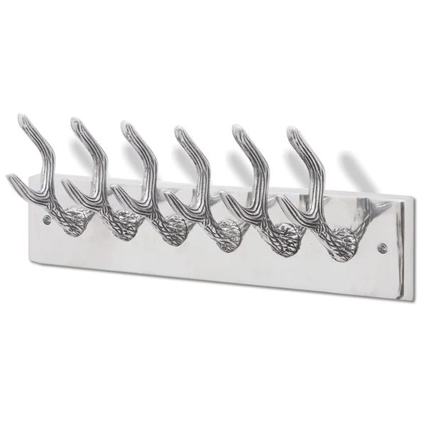 vidaXL Coat Rack Silver Aluminum Compact Decorative Inlays Coat Rack