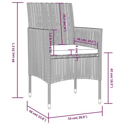 vidaXL 8 Piece Patio Lounge Set with Cushions Poly Rattan Black