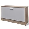 vidaXL Shoe Cabinet Oak and White Engineered Wood, Plastic, Aluminum Alloy