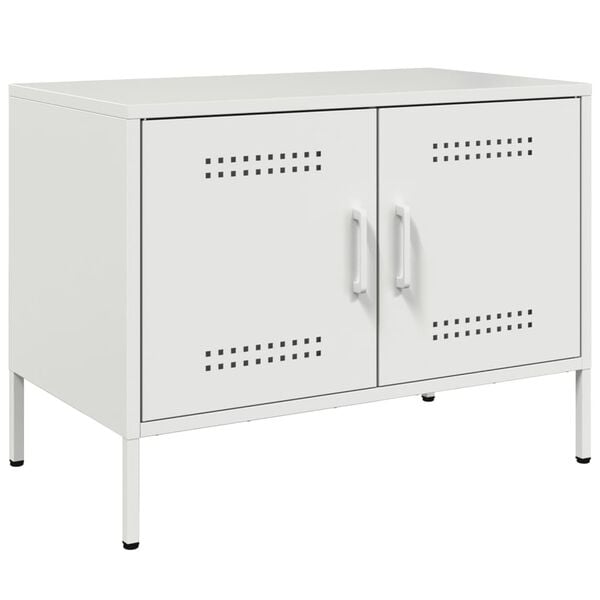 vidaXL TV Cabinet White Steel 26.8 x 15.4 x 19.9 in TV Cabinet
