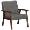 vidaXL Armchair Grey Real leather and solid acacia wood Medium Armchair