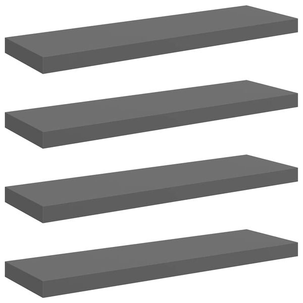 vidaXL Wall Shelf Set of 4 High gloss grey Honeycomb MDF, metal Standard