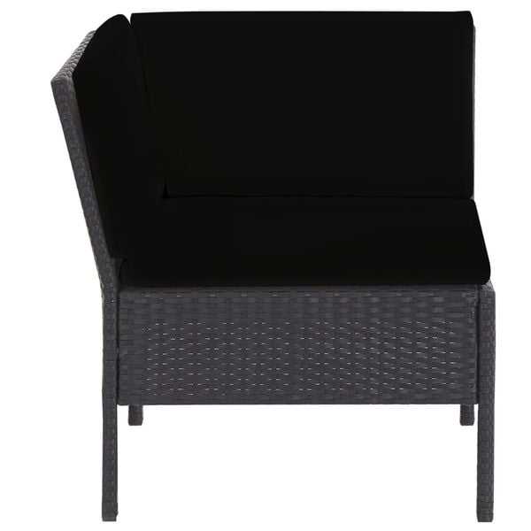 vidaXL Garden Lounge Set Black Poly rattan, powder-coated steel