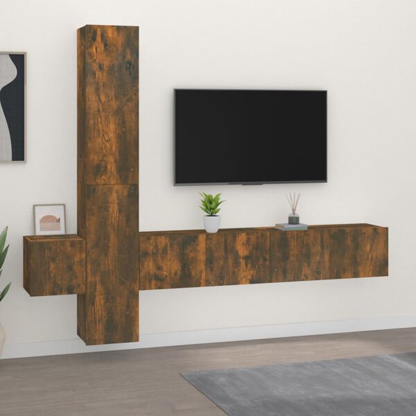 vidaXL TV Cabinet Set Set of 5 Smoked oak Engineered wood Standard