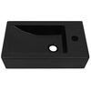 vidaXL Basin with Faucet Hole Rectangular Ceramic Black 18.1x10.0x4.7"