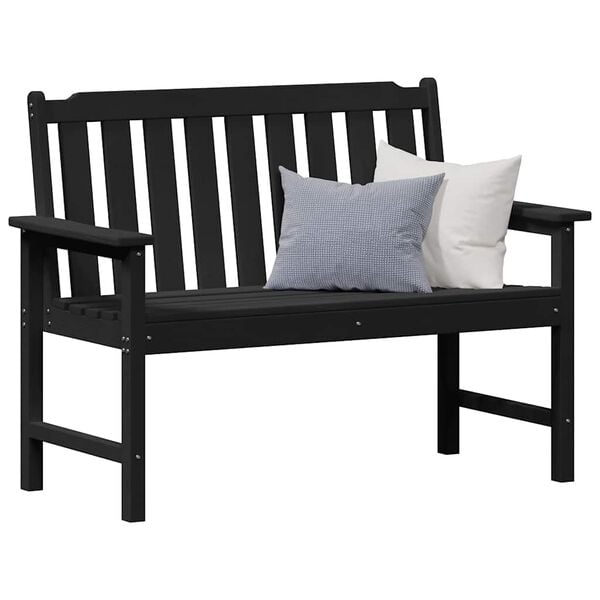 vidaXL Garden Bench Black 47.24 x 23.23 x 34.65 in HDPE