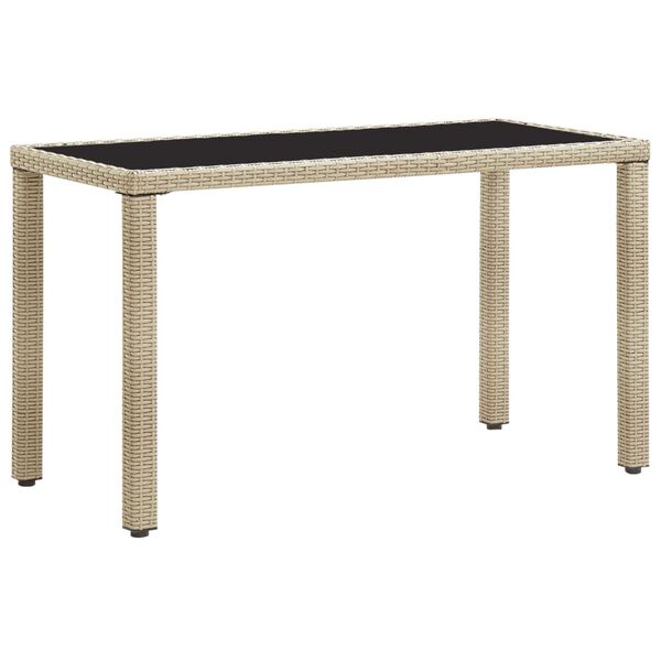 vidaXL Outdoor Dining Table Beige PE rattan and steel with tempered glass