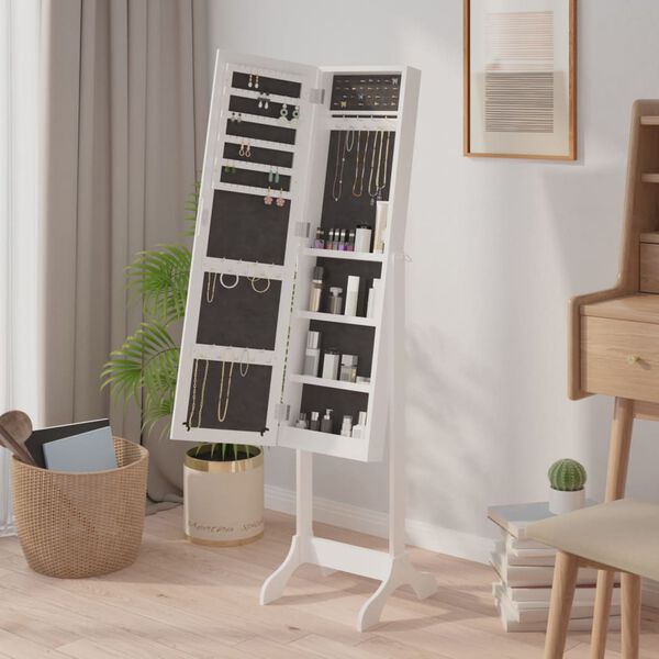 vidaXL Free-standing Mirror White Engineered wood, Glass Full Length