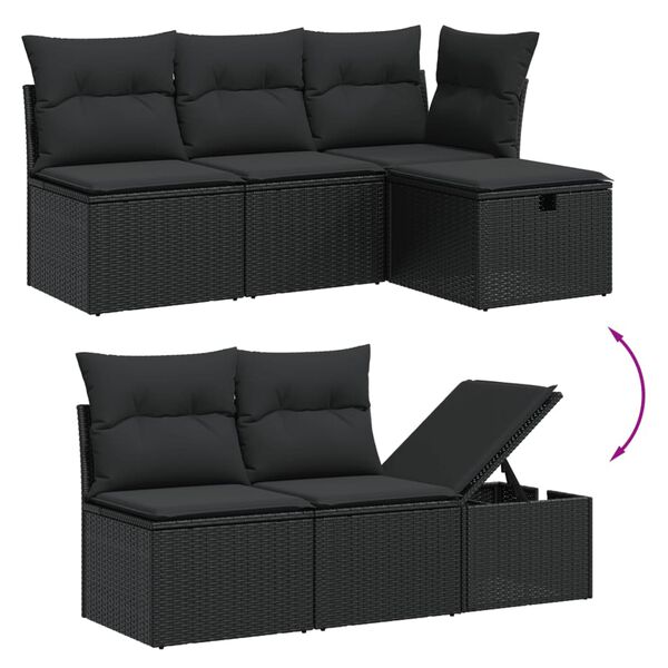 vidaXL Garden Sofa Set Black