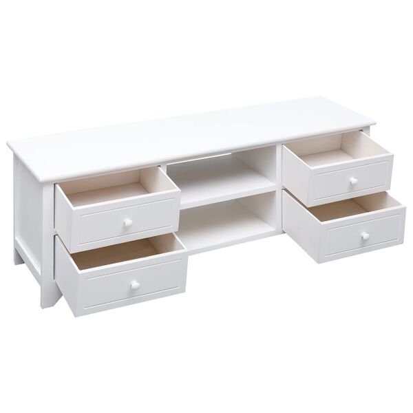 vidaXL TV Cabinet White Solid Paulownia wood, MDF Medium Storage