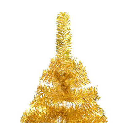 vidaXL Artificial Pre-lit Christmas Tree with Stand Gold 59.1" PET
