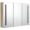 vidaXL Bathroom Cabinet White and Oak MDF with melamine finish, glass mirror