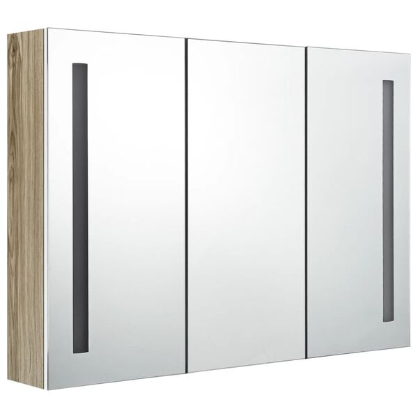 vidaXL Bathroom Cabinet White and Oak MDF with melamine finish, glass mirror