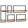 vidaXL Wall Shelf Set Set of 5 Acacia wood brown and black