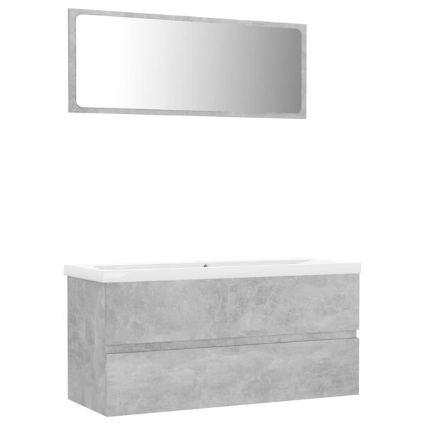 vidaXL Bathroom Furniture Set Concrete grey, White Engineered wood, Ceramic