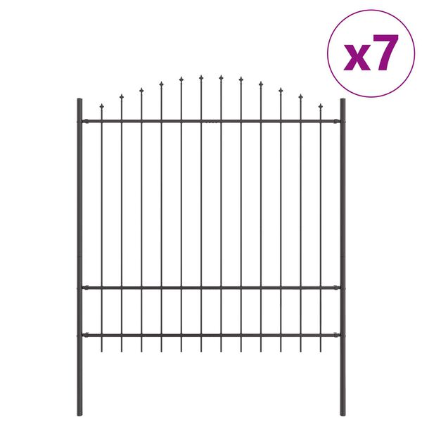 vidaXL Garden Fence 7 pcs Grey 66.93 x 84.65 in Powder-Coated Steel